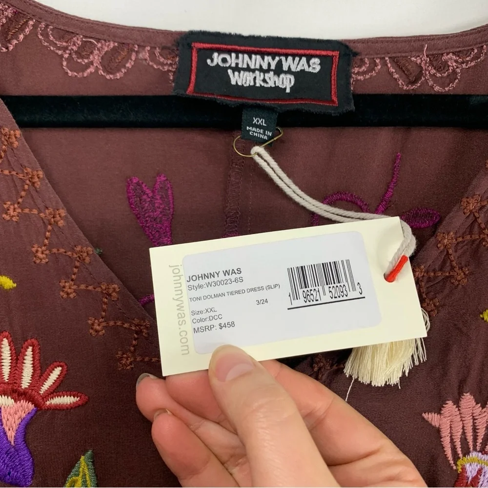 NWT Johnny Was Toni Dolman Tiered Midi Silk Dress, size XXL - Picture 5 of 15